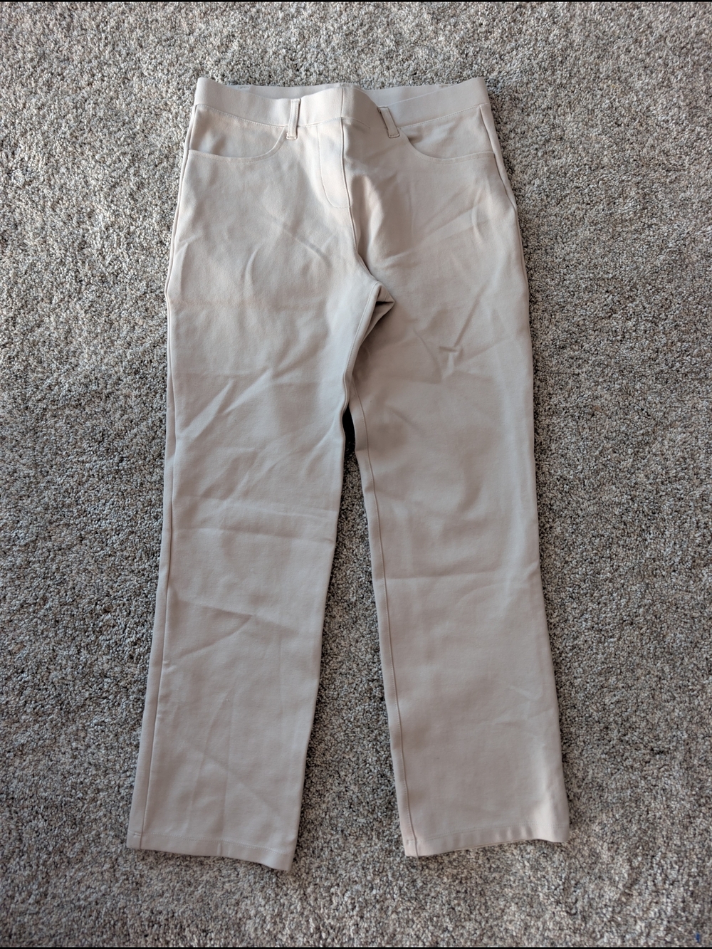 Quince Ultra Stretch Ponte Straight Leg Pant Small NWOT Beige Cream
